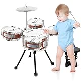 M SANMERSEN Kids Drum Set Jazz Drum Kit 8 Piece for Toddler Educational Percussion Musical Instruments Drum Toy Playset Xmas Gift for Boys Girls - Red