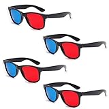 4 Pcs Red and Blue 3D Glasses Universal TV Movie Dimensional Video Frame 3D Glasses DVD Game Glass 3D Style Glasses for 3D Movies Games, 3D Viewing Glasses, Light Simple Design