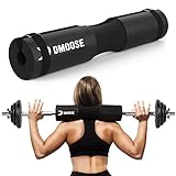 DMoose Barbell Squat Pad for Hip Thrust, Squats & Lunges - Relief Pressure from Neck, Shoulder & Lower Back Support - Standard & Olympic Non-Slip EVA Foam Hip Thrust Machine Bar Pad with Safety Strap