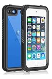 iPod Touch 7 Case Waterproof, DINGXIN IP68 Certified Waterproof Shockproof Dirtproof Snowproof Rugged Case for iPod Touch 7th Generation 2019 (Black)