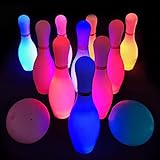 OceanWings Kids Light up Bowling Ball Toys Set,Bowling Pins Toy Game with 10 Pins & 2 Balls Fun Sports Games for Kids Toddler Indoor & Outdoor Boys Girls Children 3 4 5 6 Years