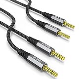 2 Pack AUX Cable,Auxiliary Cable（6.6ft/2m, Hi-Fi Sound） 3.5mm TRS Auxiliary Audio Cable Nylon Braided Aux Cord Compatible with Car,Home Stereos,Speaker,iPod iPad,Headphones,Sony,Echo Dot,Beats (Grey)