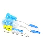 Honbay Bottle Brush Cleaner Kit with Teat Cleaner and Straw Brushes 360 Degree Rotating 5 PCS Within One Set Comes in Different Size selections - Random Color