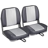 Leader Accessories A Pair of New Low Back Folding Boat Seat(2 seats) (B-Gray/Charcoal)