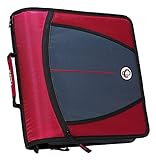 Case-it The Mighty Zip Tab Zipper Binder - 3 Inch O-Rings - 5 Color Tab Expanding File Folder - Multiple Pockets - 600 Sheet Capacity - Comes with Shoulder Strap - Red D-146