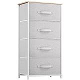 YITAHOME Dresser with 4 Drawers - Fabric Storage Tower, Organizer Unit for Bedroom, Living Room, Hallway, Closets & Nursery - Sturdy Steel Frame (Light Grey)