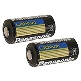 Panasonic BAT002 x 2 CR123A Lithium 3V Photo Lithium Batteries, 0.67' Dia x 1.36' H (17.0 mm x 34.5 mm), Black, Gold, Blue (Pack of 2)