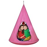 VEVOR Kids Nest Swing Chair, Hanging Hammock Chair with Adjustable Rope - 2 Windows & 1 Entrance & 2 Pockets - 250lbs Tree Tent Sensor Swing for Kids Indoor Outdoor Use (39' D x 52' H), Pink