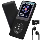 MP3 Player 32GB with Speaker Earphone Portable HiFi Lossless Sound MP3 Mini Music Player Voice Recorder E-Book HD Screen 1.8 inch Black Support up to 128GB