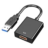 USB to HDMI Adapter, USB 3.0 to HDMI 1080P Video Audio Converter Connect PC, Laptop to Monitor, Support Windows XP 7/8/8.1/10