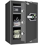 BBRKIN Biometric Home Safe, Cabinet Safe Lock, Hand Gun Safe with Fingerprint Keypad Access - for Home/Office/Hotel, Secure Pistols, Documents, Jewelry, Valuables