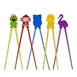 Training chopsticks for kids adults and beginners - 5 Pairs chopstick set with attachable learning chopstick helper - right or left handed