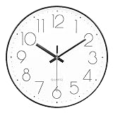 Yoiolclc Wall Clock Silent Non-Ticking Modern Round Wall Clocks Battery Operated for Kitchen, School, Office (10 Inch, Black)