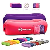 Nevlers 2 Pack Pink & Purple Inflatable Loungers Air Sofa Perfect for Beach Chair Camping Chairs or Portable Hammock and Includes Travel Bag Pouch and Pockets | Camping Accessories Blow up Lounger