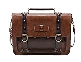 ECOSUSI Briefcase for Women Vintage Crossbody Messenger Bag Satchel Purse Handbag, Coffee