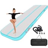 PPXIA Gymnastics Mat Air Tumble Mat - Inflatable Tumbling Track 4 inch Thick, Cheer Mat Air Floor for Kids Home Use Gym Yoga Training Cheerleading With Air Pump
