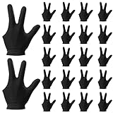 ONLYFU 22 Pieces Billiard Gloves Three Finger Cue Shooter Pool Gloves Sport Gloves for Women & Men Both Left and Right Hand ( Black )