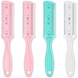 Glamlily 4 Pack Hair Thinning Comb Set, Razor Combs for Women (Assorted Colors, 7.1x1.2 inches)