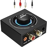 YMOO B06T3 Bluetooth 5.3 Receiver, 100ft RCA Bluetooth Audio Adapter for 3.5mm Jack AUX HiFi Home Stereo/Speaker from Smartphone/Tablet/Laptop,Dual Link for Two Speakers,SBC AAC Audio