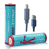 funkawa Shockli 3.7V Button top Li-ion Rechargeable Batteries 3500mAh with Micro-USB Charging Cable, USB Rechargeable Batteries for Flashlights, Headlamps (2 Pack)