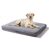 Sleemon Dog Beds for Large Dogs, Orthopedic Egg-Crate Foam Flat Waterproof Dog Bed, Washable Cover, CertiPUR-US Certified &Non-Slip Bottom (L, Grey)