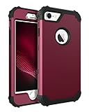 BENTOBEN iPhone 8 Case, iPhone 7 Case, 3 in 1 Hybrid Hard PC Soft Silicone Rubber Bumper Heavy Duty Shockproof Slim Full Body Protective Phone Cases Cover for iPhone 8 & iPhone 7 (4.7 Inch) Wine Red