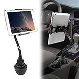 Cup Holder Tablet Mount, Macally iPad Holder for Car, Truck, or Any Vehicle - Adjustable and Flexible 12' Gooseneck iPad Car Mount - Cupholder Stand for Tablet, iPad Pro / Air / Mini, Smartphones