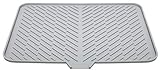 Luxet Silicone Dish Drying Mat with Built-in Drain Lip - Hygienic Drying Pad - Sturdy Compact Easy to Clean Tray Protects Surfaces Prevents Water Build Up - 23 X 17 (Grey)