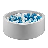 CROWNZONEE Foam Ball Pit for Kids Toddlers, Round Soft Ball Pit, Kids Ball Pool, Kids Memory Ball Pits, Ideal Gift Toys for Children - (Balls NOT Included) - 36” x 12 - Grey