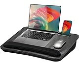 HUANUO Lap Laptop Desk - Portable Lap Desk with Cushion, Fits up to 15.6 inch Laptop, with Anti-Slip Strip & Storage Function for Home Office Students Use as Computer Laptop Stand - Black, HNLD12B