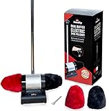 JOUNJIP Electric Shoe Shine Polisher - Deluxe Kit with Extra Set of Replacement Buffer Covers - 100% Natural Lamb Wool
