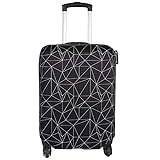 Explore Land Travel Luggage Cover Suitcase Protector Fits 18-32 Inch Luggage (Black Polygonal, XL(31-32 inch luggage))
