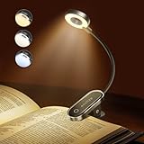 enclize Book Light for Reading in Bed,Rechargeable LED with Stepless Brightness & 3 Color Temperature, Easy Clip On Lamp at Night Bed Bookworms,Students，Black