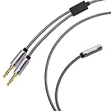 DUKABEL Long Headset Splitter Cable (4ft/1.2m), 3-pole TRS Microphone(Male) & Audio(Male) to Single 4-pole TRRS (Famle) Jack Headphone Adapter / Crystal-Nylon Braided / 24K Gold Plated / 99.99% 4N OFC
