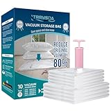 Ltrrysoa 10 Pack Vacuum Storage Bags - 2 Jumbo, 2 Large, 3 Medium & 3 Small - Space Saver Vacuum Storage Bags For Bedding, Clothes & Blankets - Durable, Reusable & With Complimentary Hand Pump
