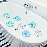 Riakrum 12 Counts Pebble Bath Treads Bathtub Stickers Mat Non Slip Bath Tub and Shower Mat with Suction Cups, Machine Washable