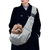 Dog Sling Carrier, Puppy Sling Carrier with Adjustable Strap, Front Pocket & Safety Belt Dog Carring Carrier for Small Dogs, and Cats Holder for Traveling, Outdoor