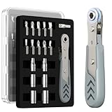 AXTH 17in1 Right Angle Ratcheting Screwdriver Set, [Bearing Steel] 36-Tooth Mini Ratchet Wrench, Low Profile Ratchet Screwdriver, Magnetic Offset Screwdriver Repair furniture and More
