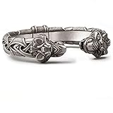 Norse Tradesman Viking Wolf Cuff Bracelet with Celtic Knot - Men & Women - One-Size-Fits-All - Semi-Adjustable Bangle