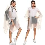 HOOMBOOM Unisex Rain Ponchos 2 Packs for Adults with Drawstring Hood Waterproof - Emergency Rain Coat for Theme Park, Hiking, Camping or Traveling, Disney Travel Concerts White
