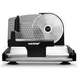 Nutrichef Electric Meat Slicer | 200W Automatic Meat, Deli & Bread Slicer | Adjustable Dial for 0-15mm Cutting Range Thickness | Removable 7.5 IN Stainless Steel Blade & Food Pusher for Safety (Black)