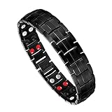 Feraco Mens Magnetic Bracelet Pain Relief for Arthritis Titanium Steel Magnetic Therapy Bracelet with Double Row 4 Elements Magnets