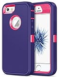 Jelanry iPhone 5S Case Heavy Duty Armor for iPhone 5 Dual Layer Protective Shell iPhone SE 2016 Case Shockproof Sports Rugged Phone Case Anti-Scratches Back Cover Non-Slip Bumper Hybrid Case, Purple