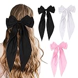 3 PCS Hair Bows for Women Black Bow Hair Ribbons for Women Bow Hair Clips Hair Barrettes for Women Hair Accessories for Women Cute Accessories Bow Butterfly Hair Clips (Black,White,Pink)