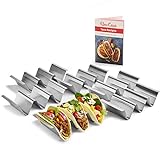 Uno Casa Taco Holders set of 6 - Metal Taco Holder for Taco Shells, Durable Taco Stand for Taco Tuesday or as a Taco Shell Mold - U-Shaped Taco Rack and Recipe Book
