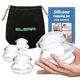 ELERA Silicone Cupping Therapy Sets, Chinese Suction Cups Sets for Cellulite Reduction and Body Massage (4 Cups)