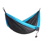 HONEST OUTFITTERS Double Camping Hammock with Hammock Tree Straps,Portable Parachute Nylon Hammock for Backpacking Travel 118L x 78W Inches Grey/Blue