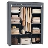 SONGMICS Portable Closet, Clothes Storage Organizer with 10 Shelves, 1 Clothes Hanging Rail, Non-Woven Fabric Closet, Metal Frame, 51 x 17.7 x 66.1 Inches, Grey URYG93G