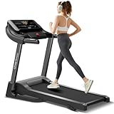 UMAY Fitness Home Folding 3 Level Incline Treadmill with Pulse Sensors, 3.0 HP Quiet Brushless, 8.7 MPH, 300 lbs Capacity, Black