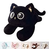 uoozii 20' | 4 Pounds Black Cat Weighted Stuffed Animals with Unscented Microwavable Heating Pad, Cute Coolable Heatable Weighted Plush Warm Gift for Stress & Period Pain Relief